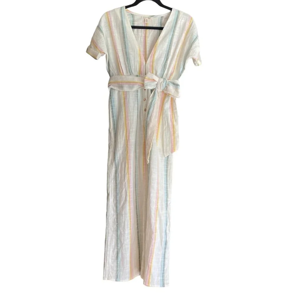 NWT Billabong x The Salty Blonde Dream Weaver Wide Leg Crop Striped Jumpsuit-S_3